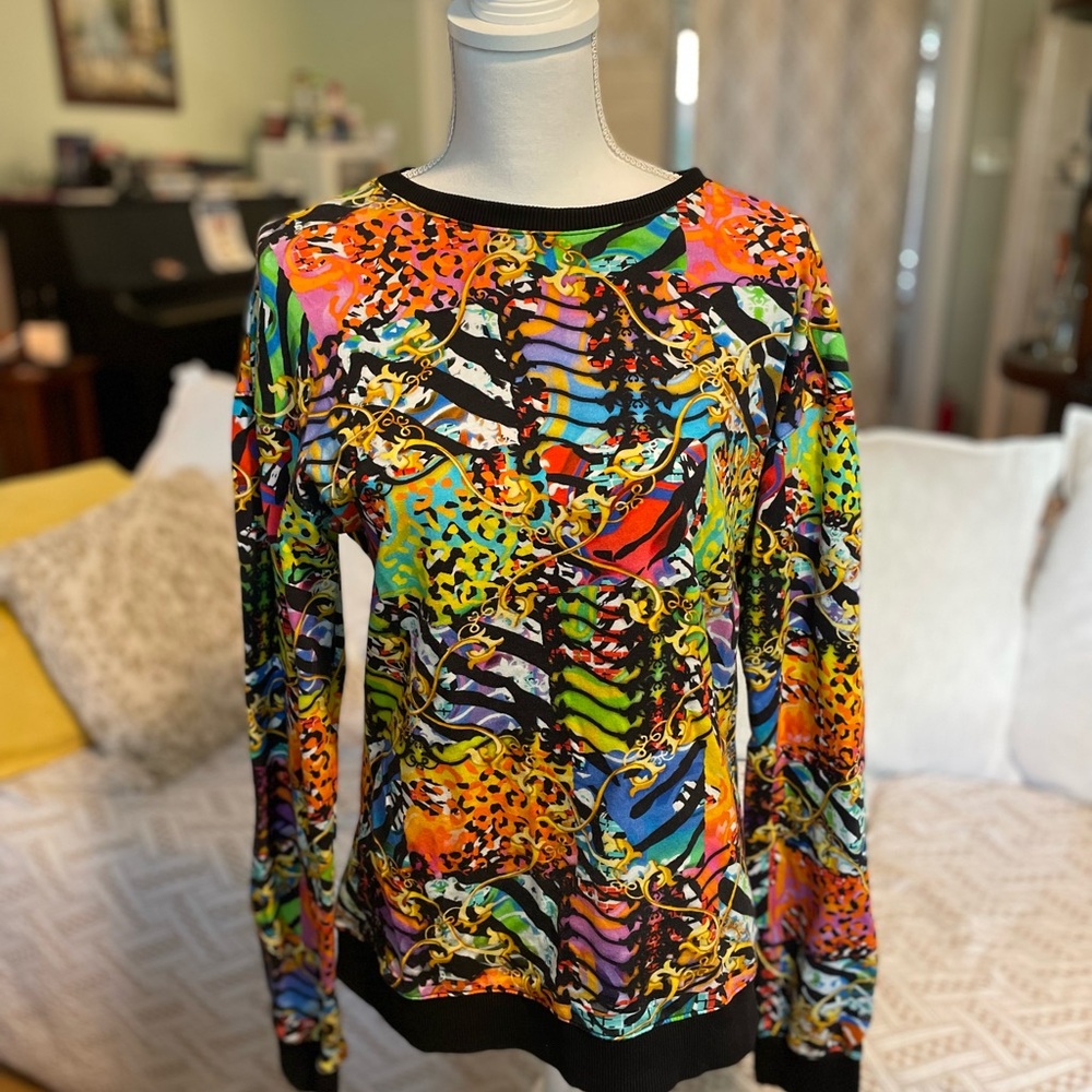 Versus Versace Multicolor Graphic Long Sleeve Top